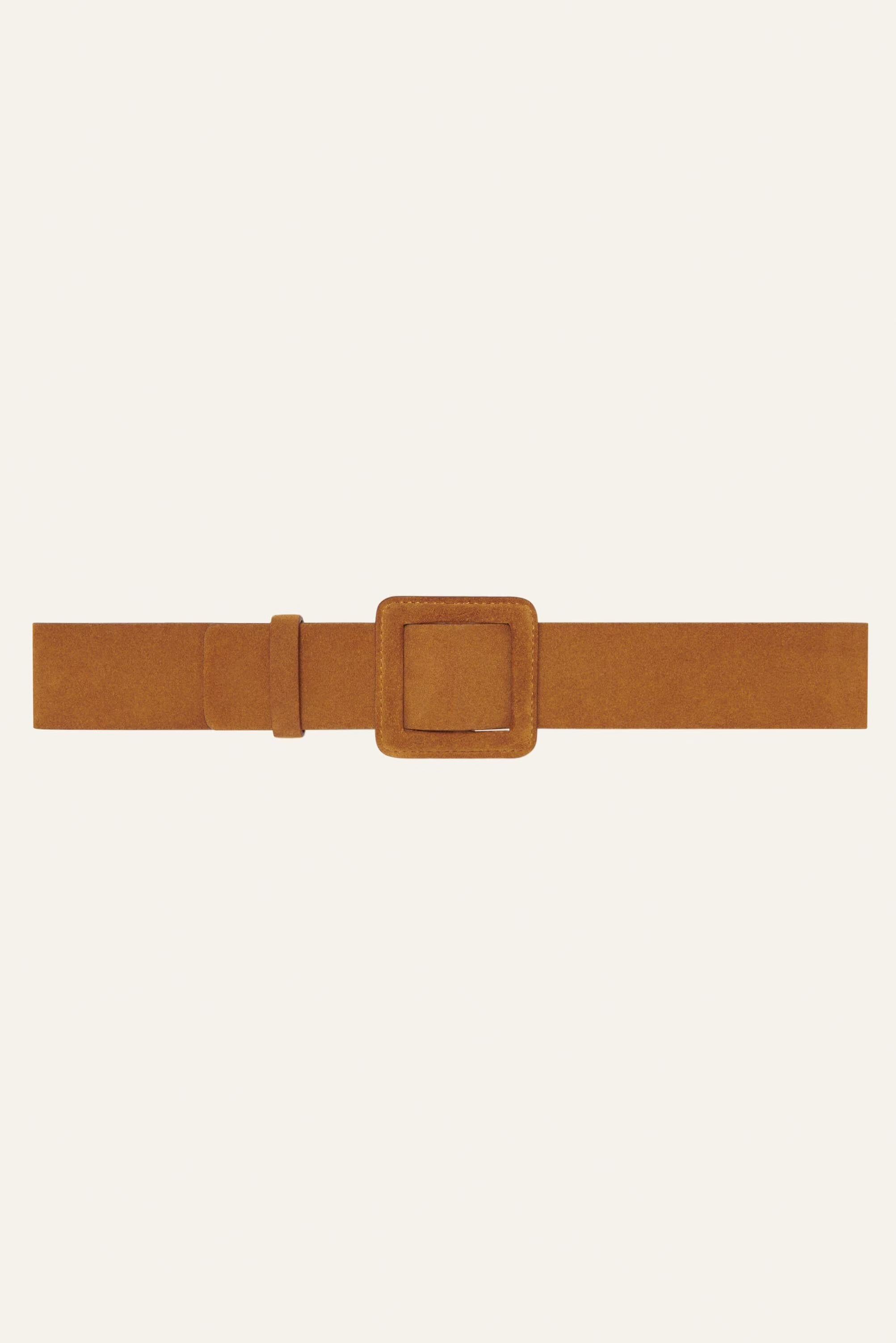 Suede Square Buckle Belt Betty Brown