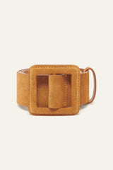 Suede Square Buckle Belt Betty Brown
