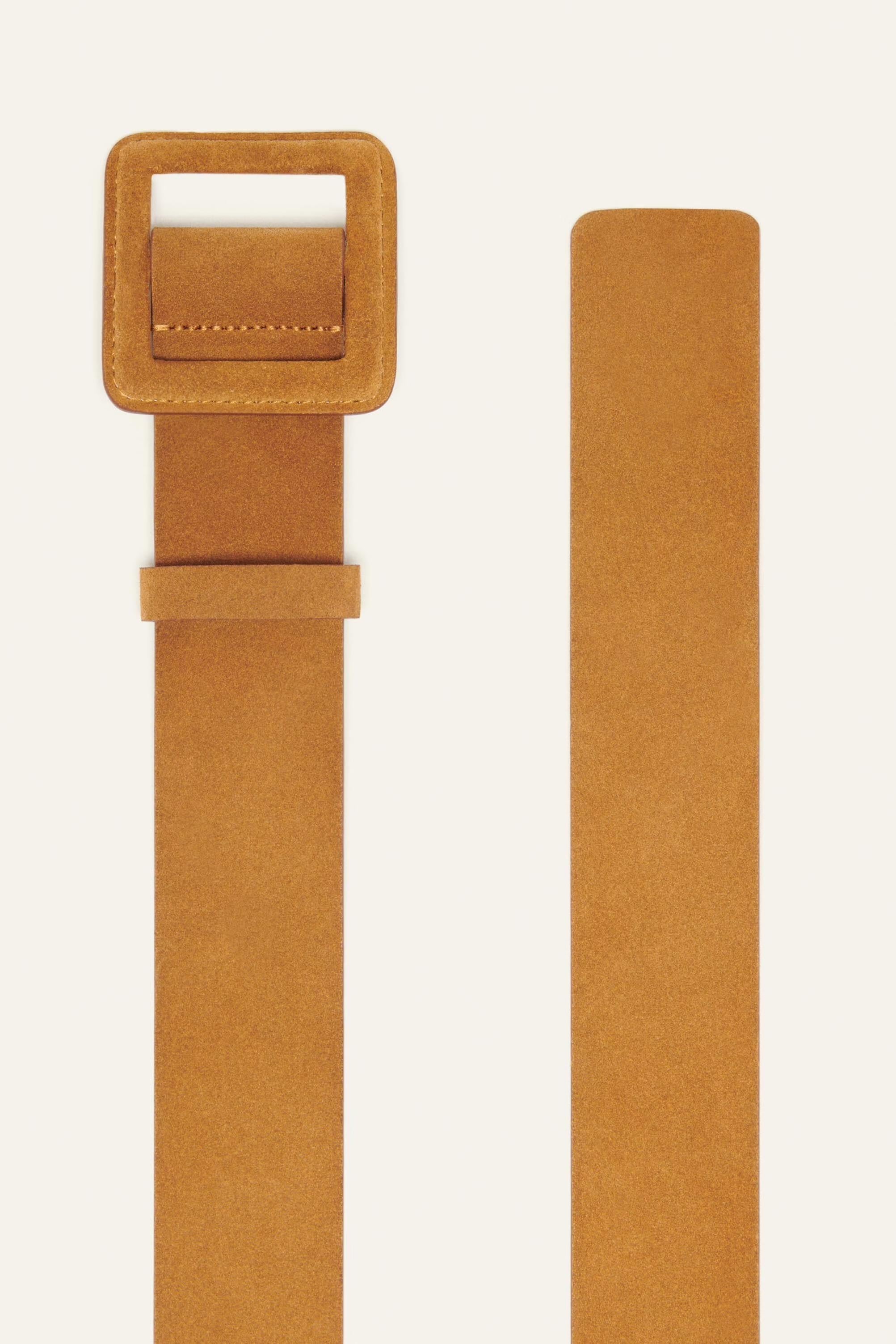Suede Square Buckle Belt Betty Brown