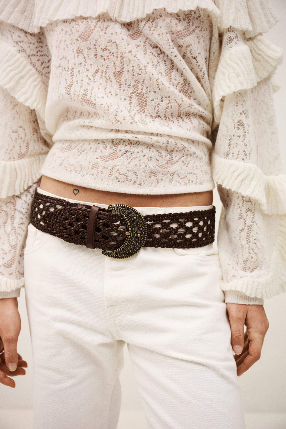 Braided Leather Belt Balmy Brown