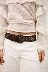 Braided Leather Belt Balmy Brown