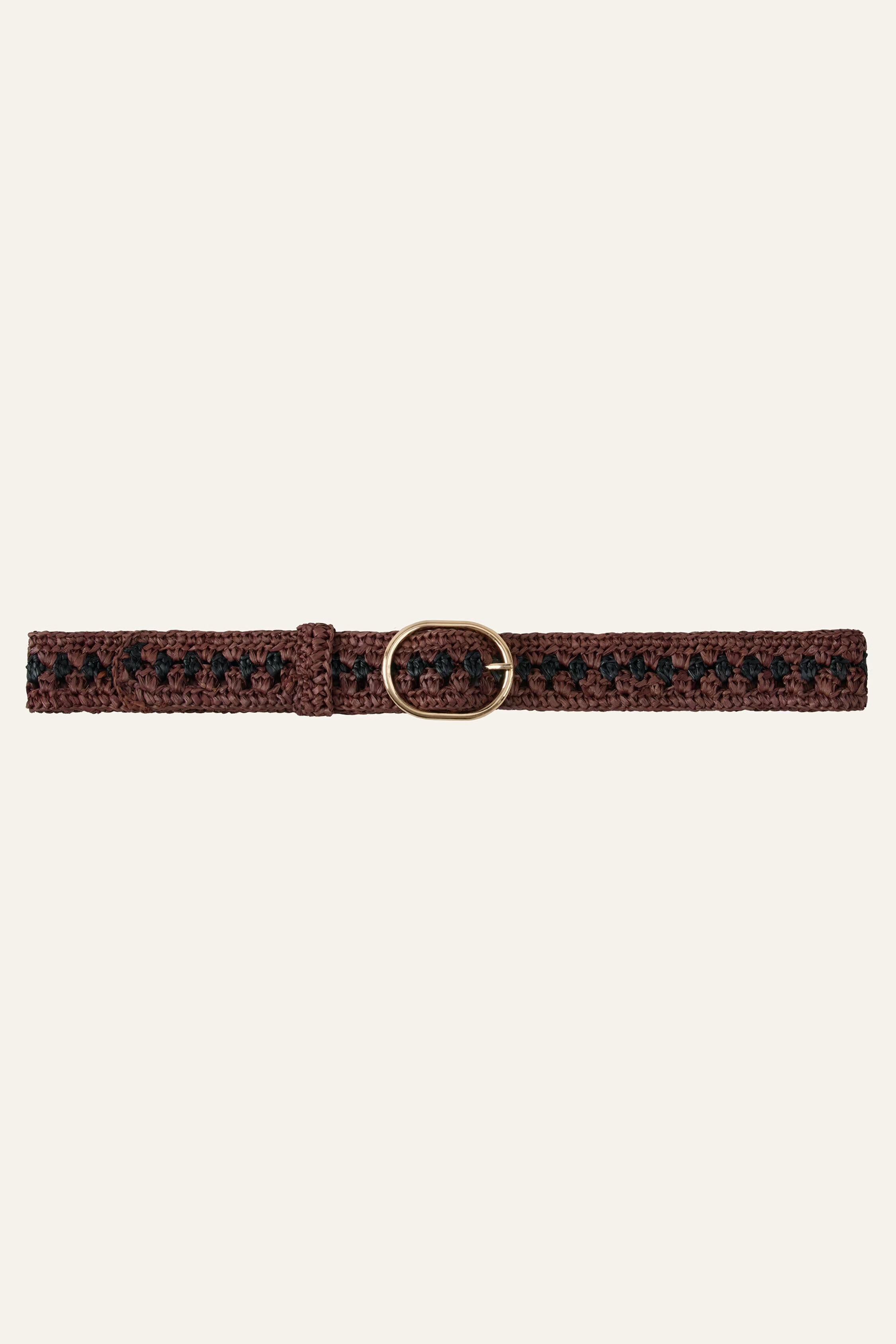 Woven Raffia Belt Raphia Brown