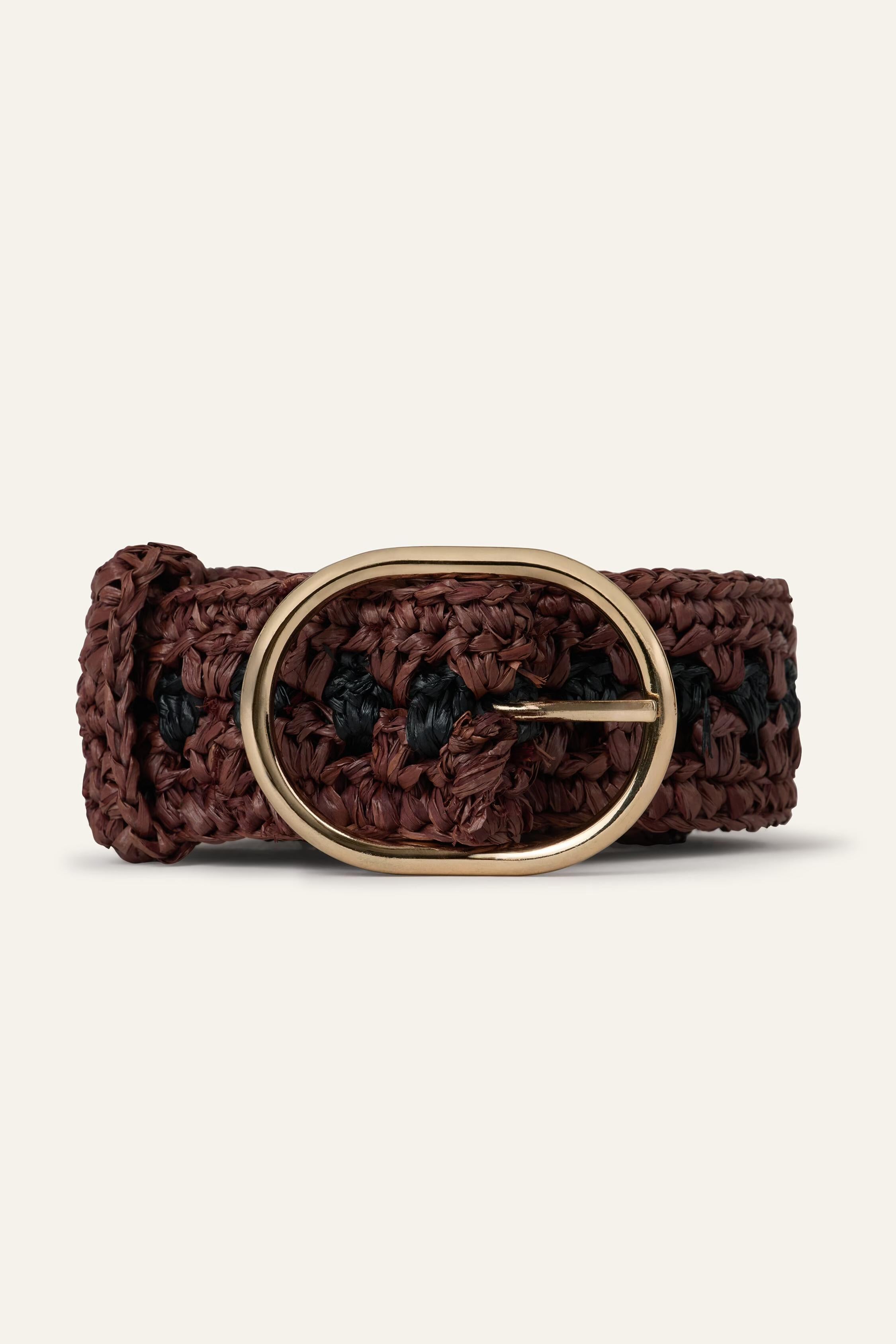 Woven Raffia Belt Raphia Brown