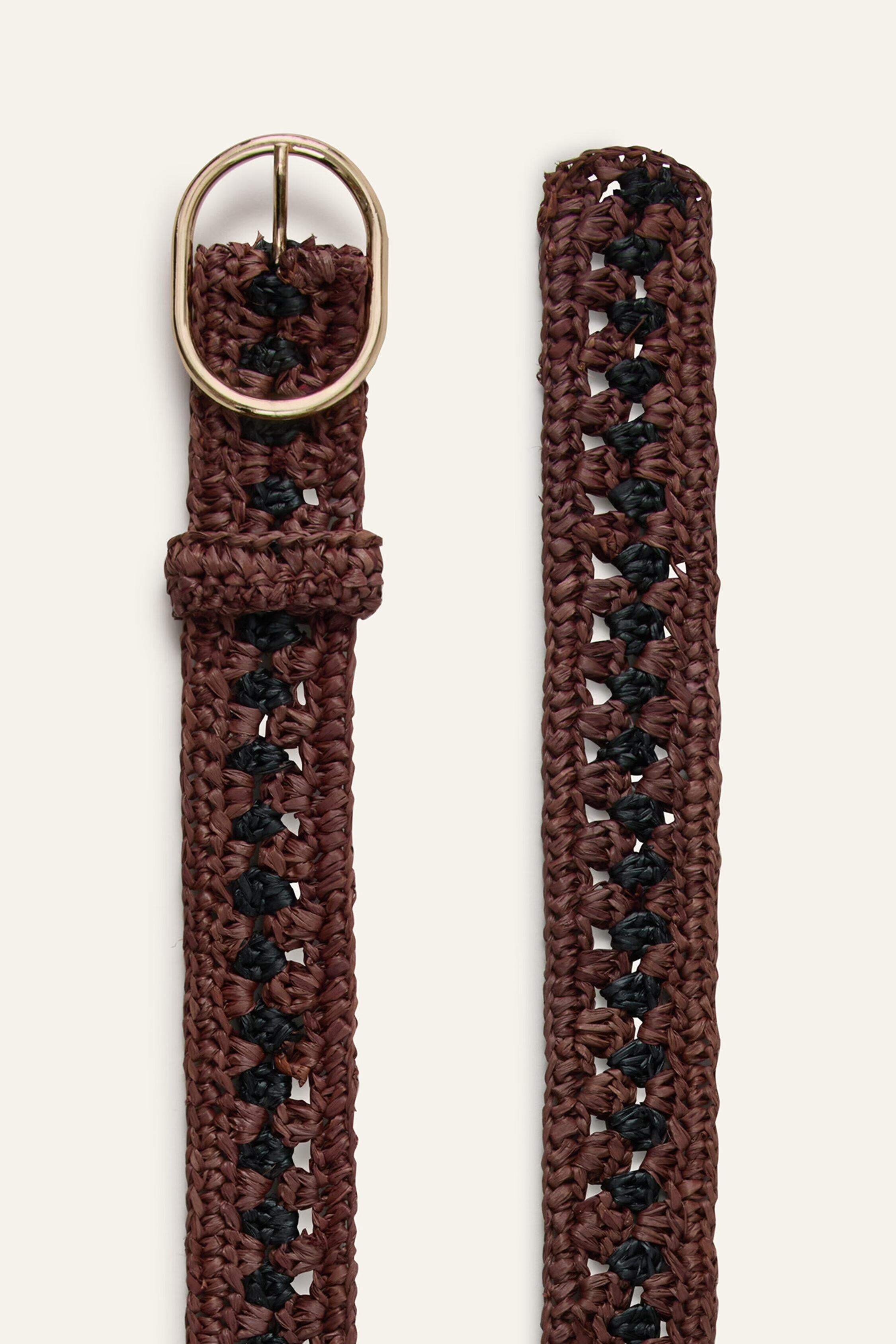 Woven Raffia Belt Raphia Brown