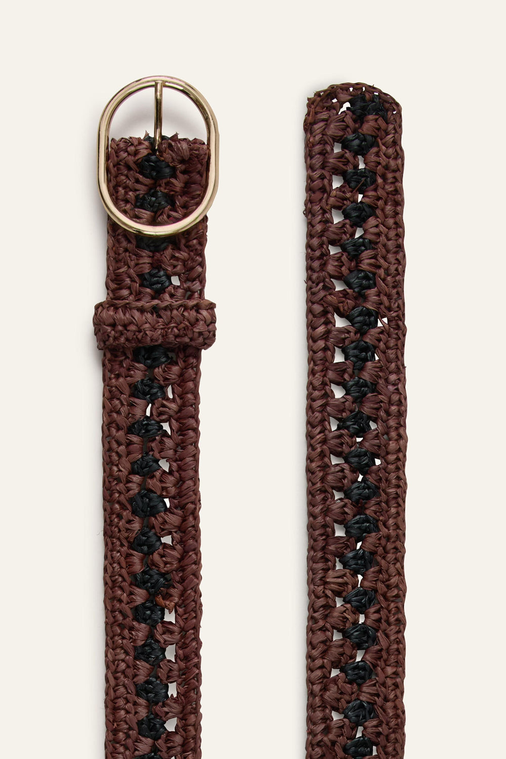 Woven Raffia Belt Raphia Brown