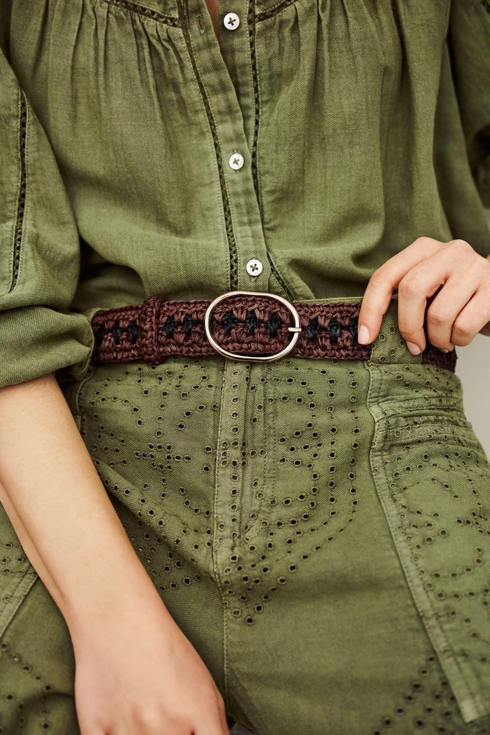 Woven Raffia Belt Raphia Brown