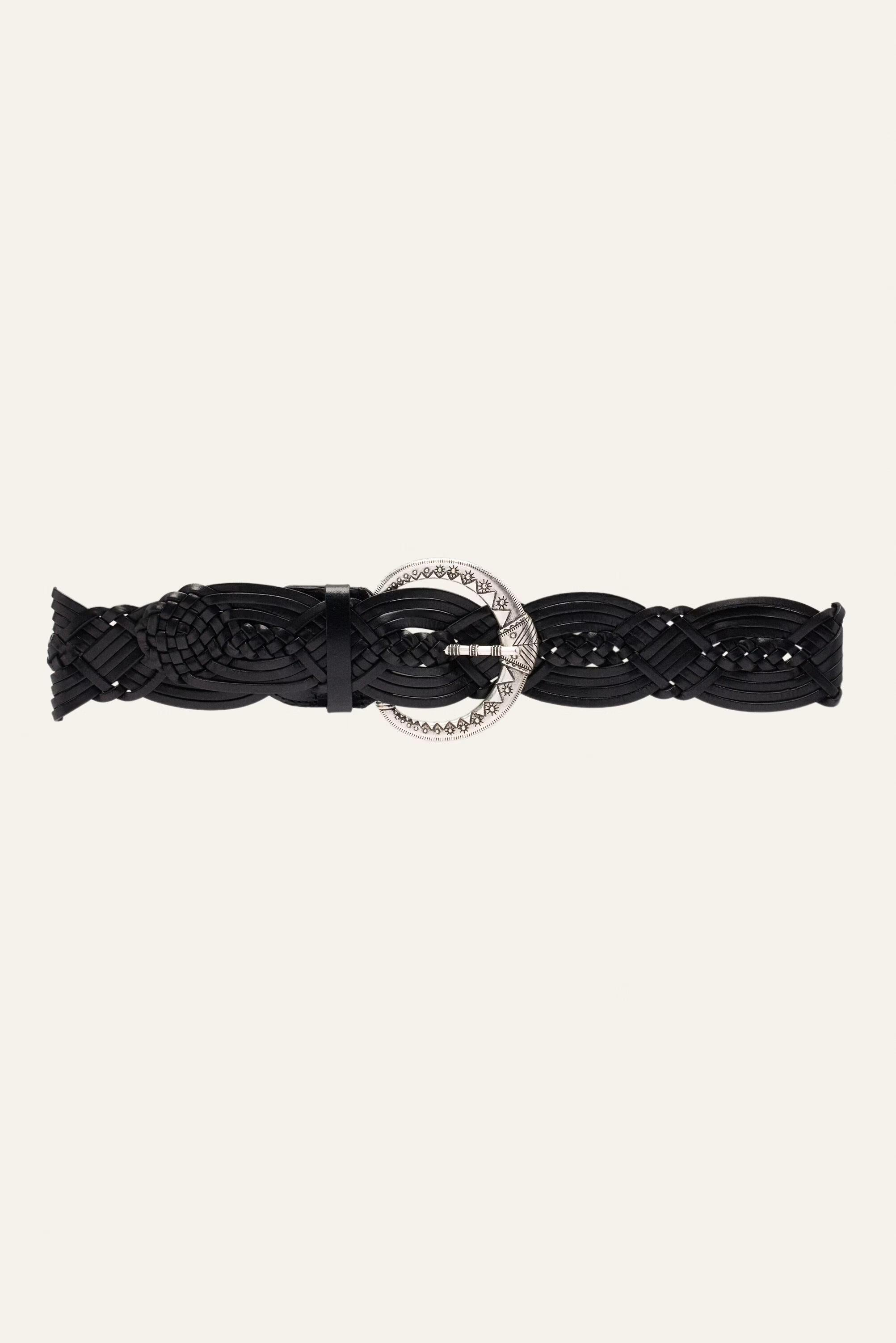 Wide Braided Belt Brew Black