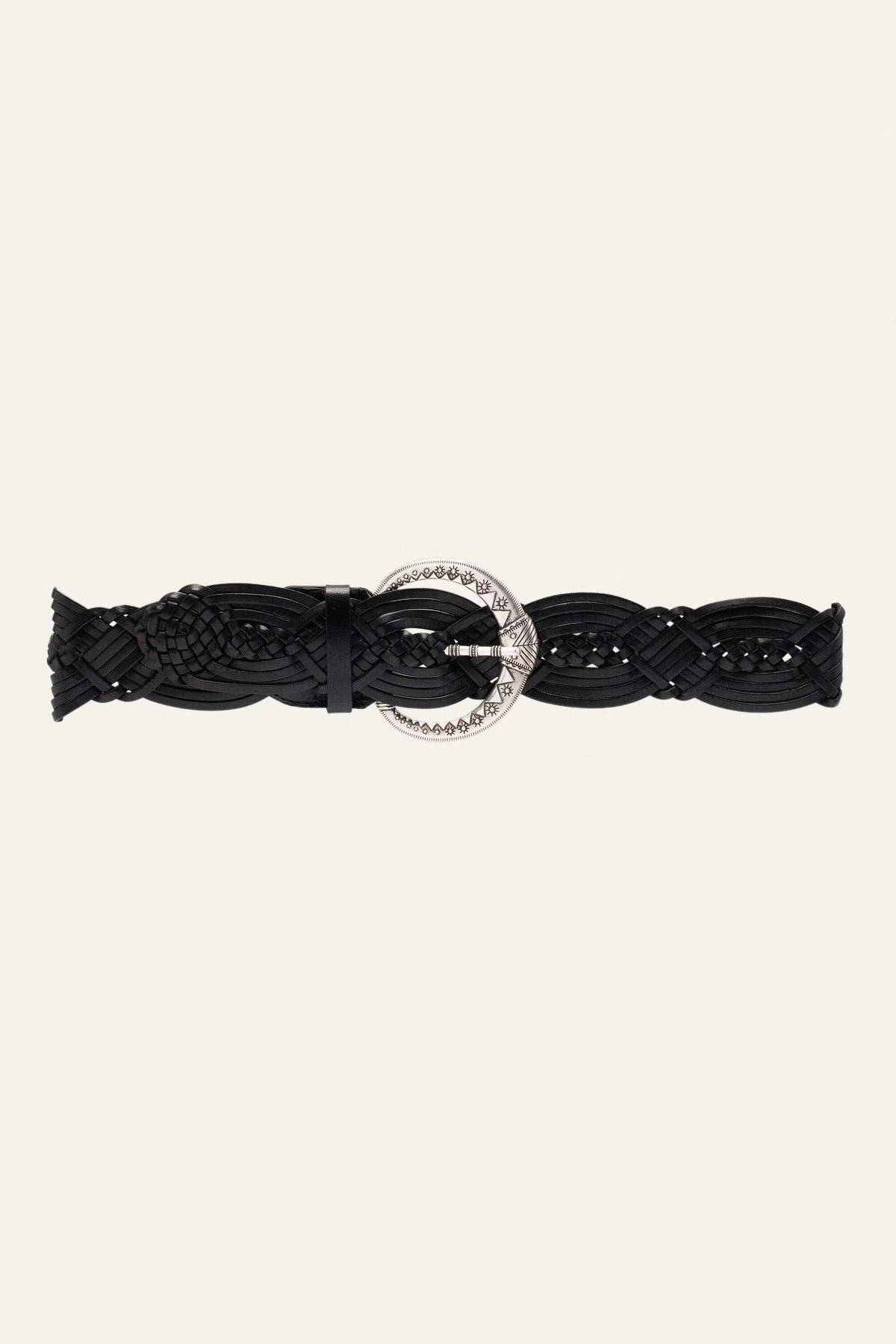 Wide Braided Belt Brew Black