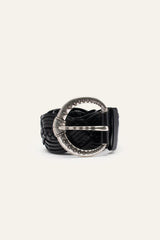 Wide Braided Belt Brew Black