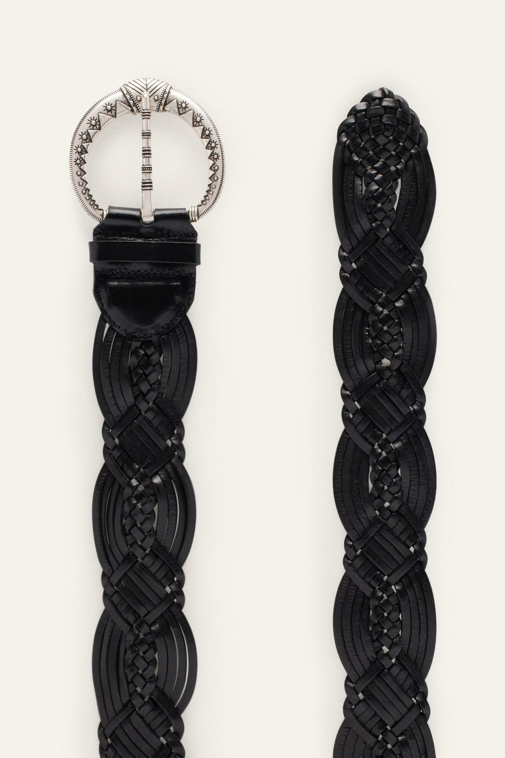 Wide Braided Belt Brew Black
