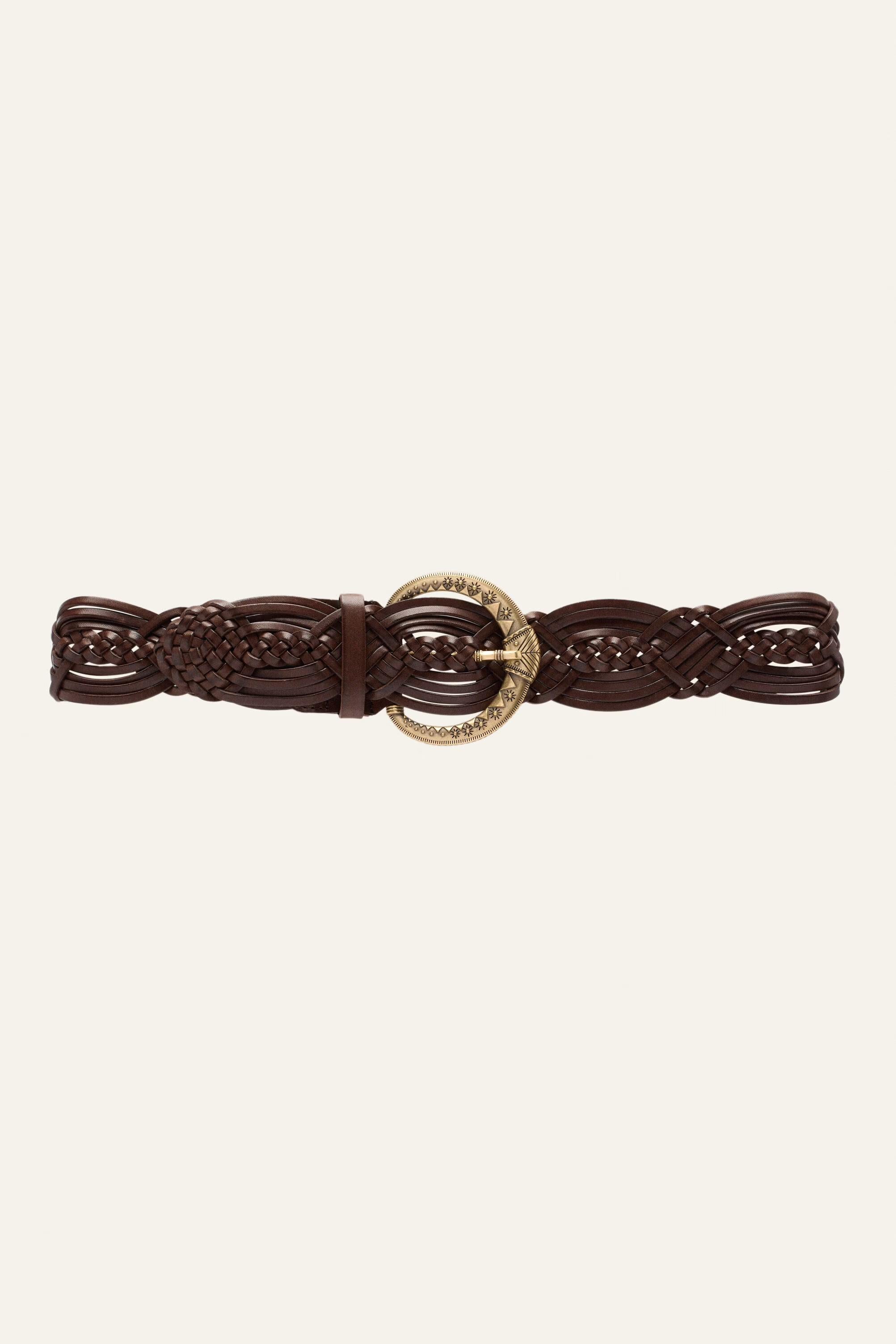 Wide Braided Belt Brew Brown