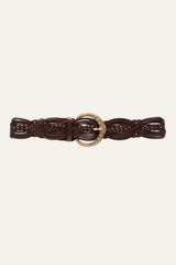 Wide Braided Belt Brew Brown