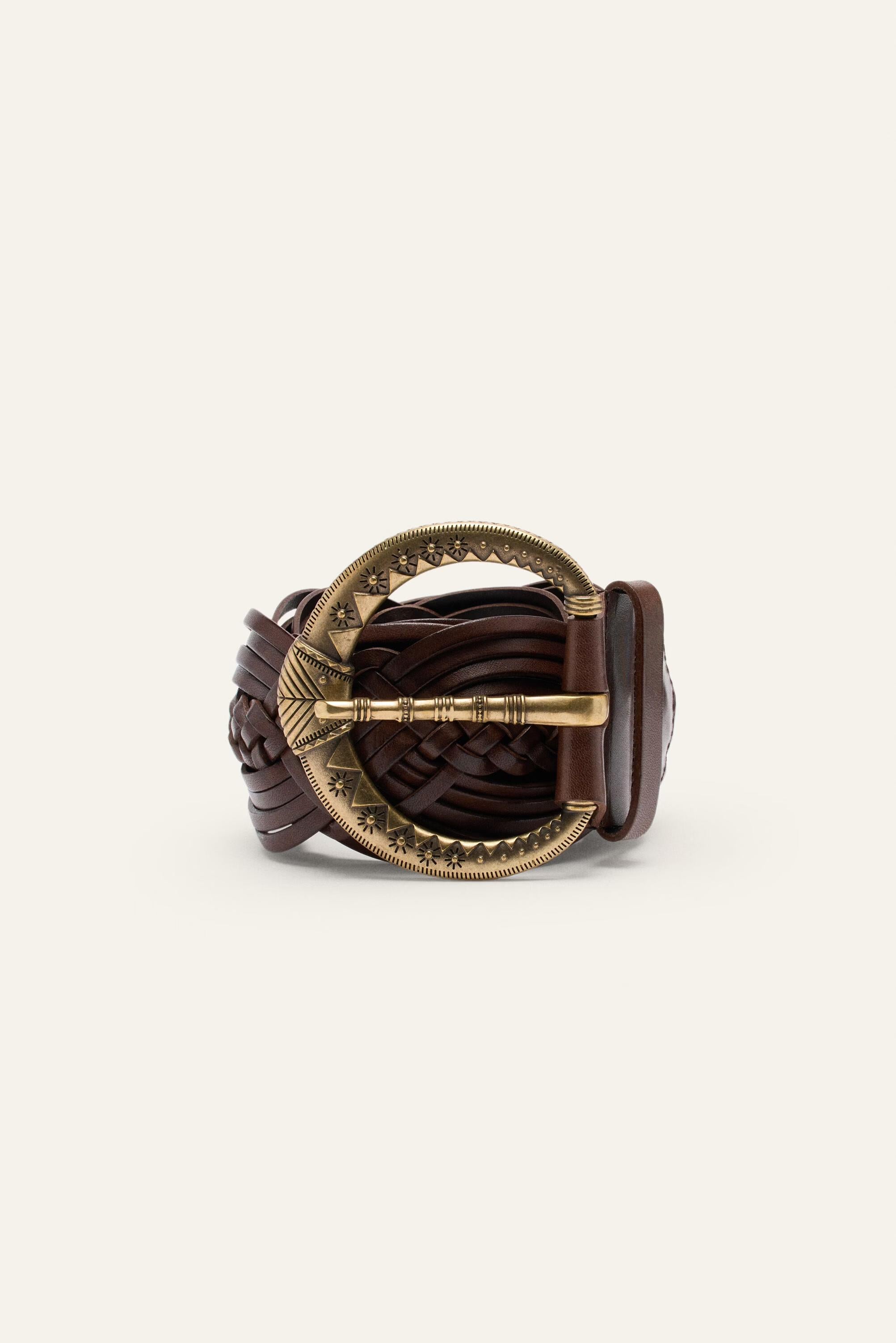Wide Braided Belt Brew Brown