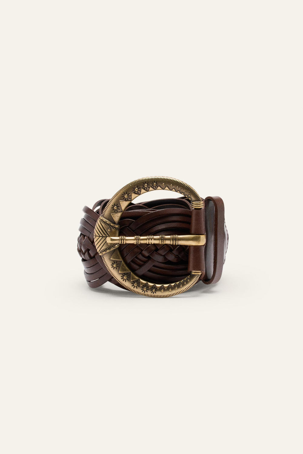 Wide Braided Belt Brew Brown