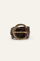 Wide Braided Belt Brew Brown