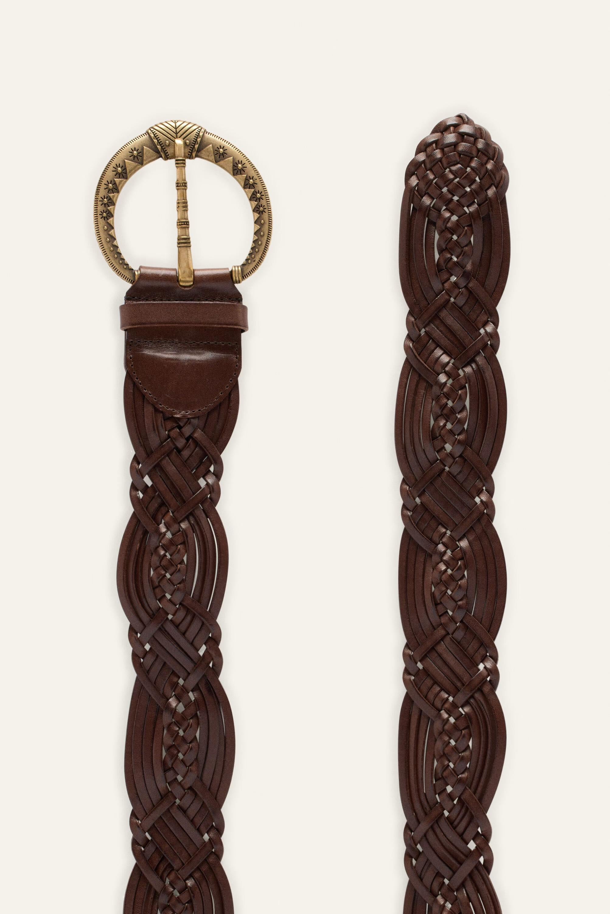 Wide Braided Belt Brew Brown