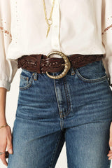 Wide Braided Belt Brew Brown