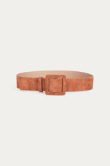 Leather Square Buckle Belt Betty Brown