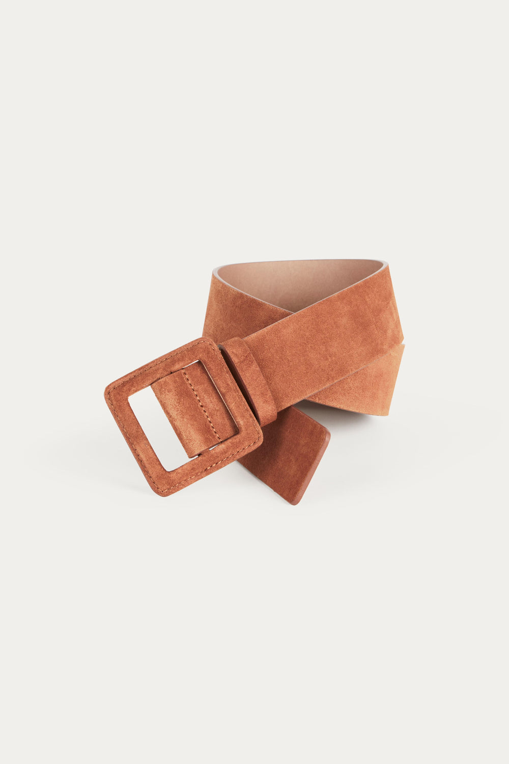 Leather Square Buckle Belt Betty Brown