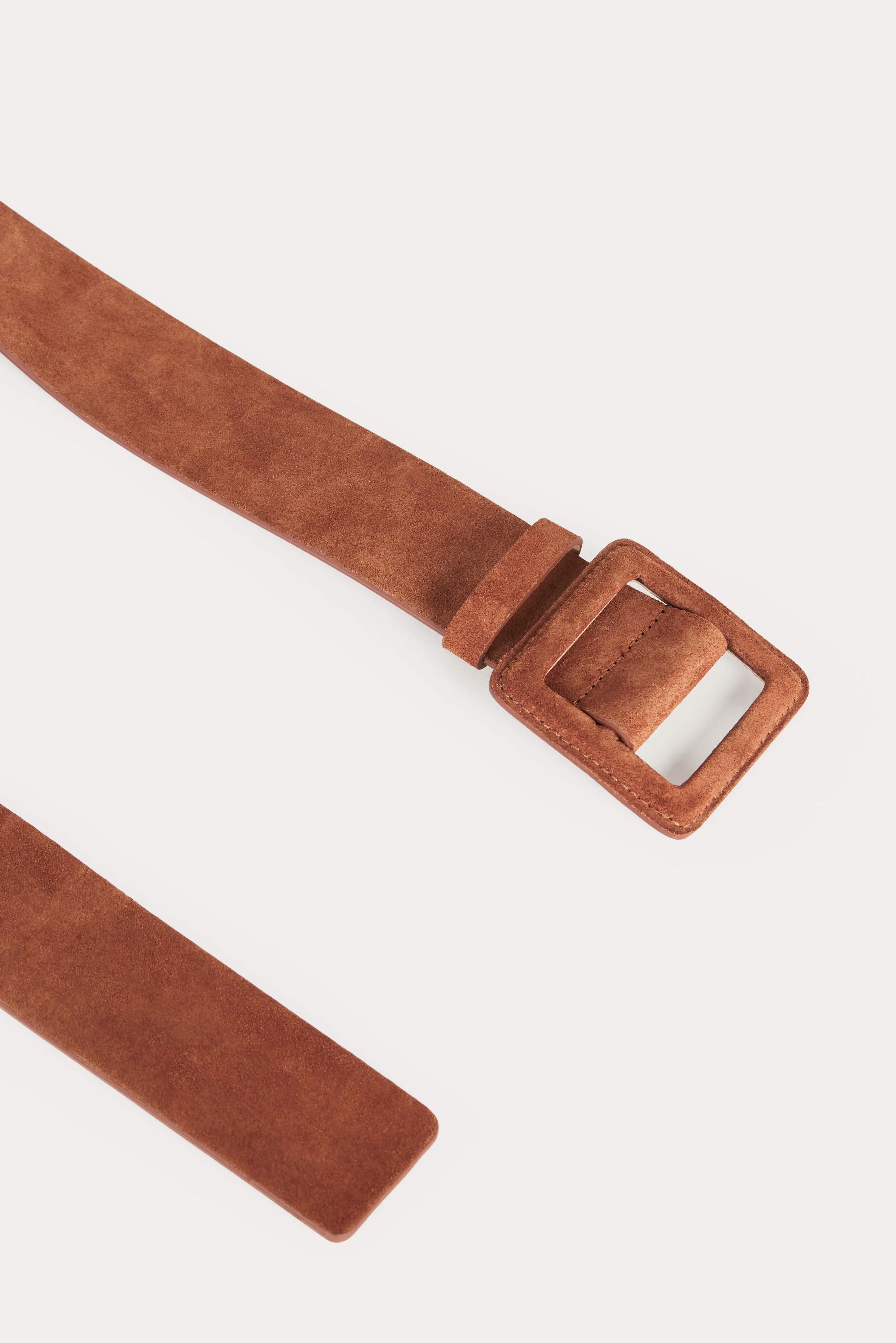 Leather Square Buckle Belt Betty Brown