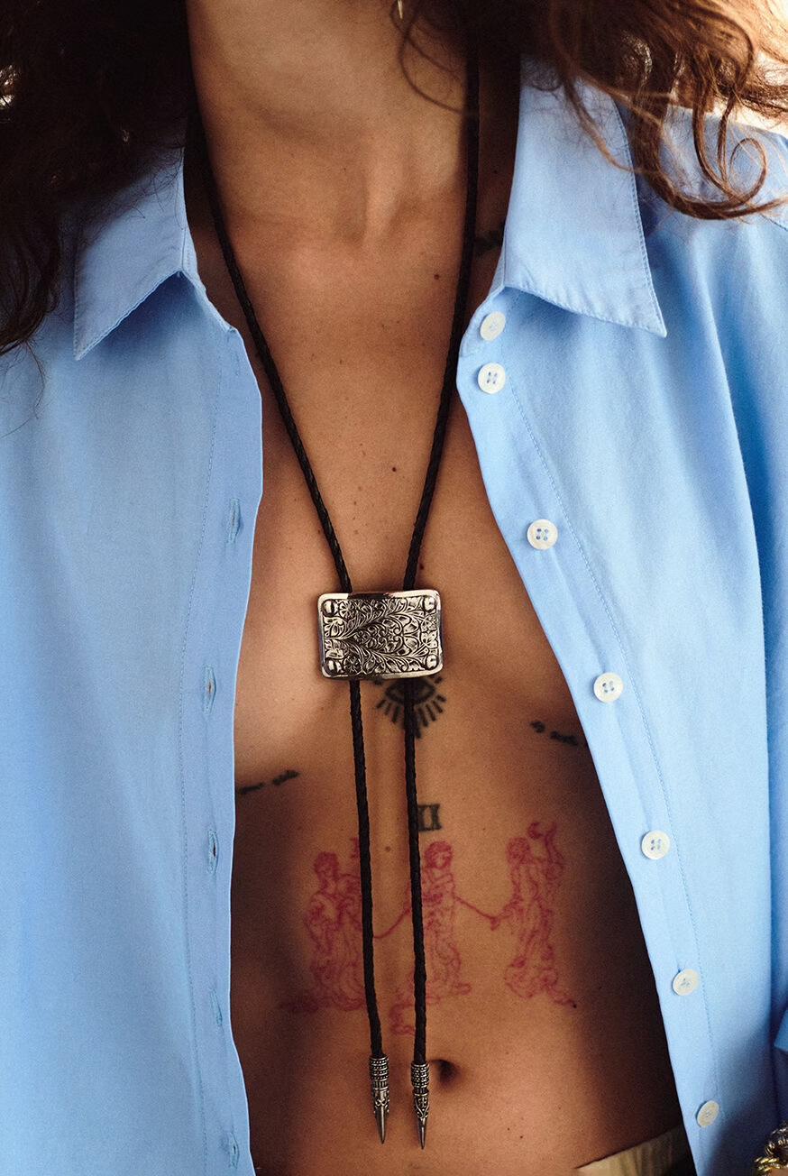 Silver Bolo Tie Ortan Gray
