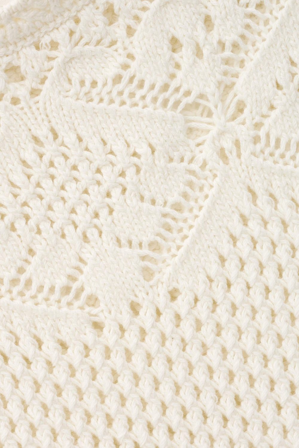 Cotton Knit Poncho Sandy Off-White