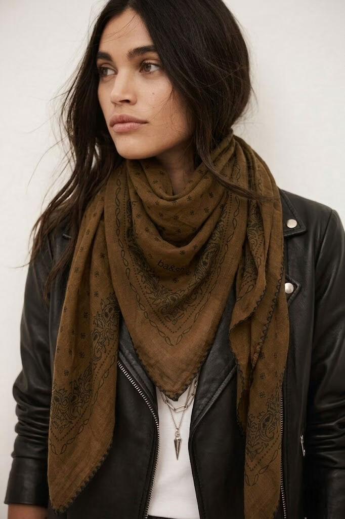 Patterned Bandana Scarf Fary Green