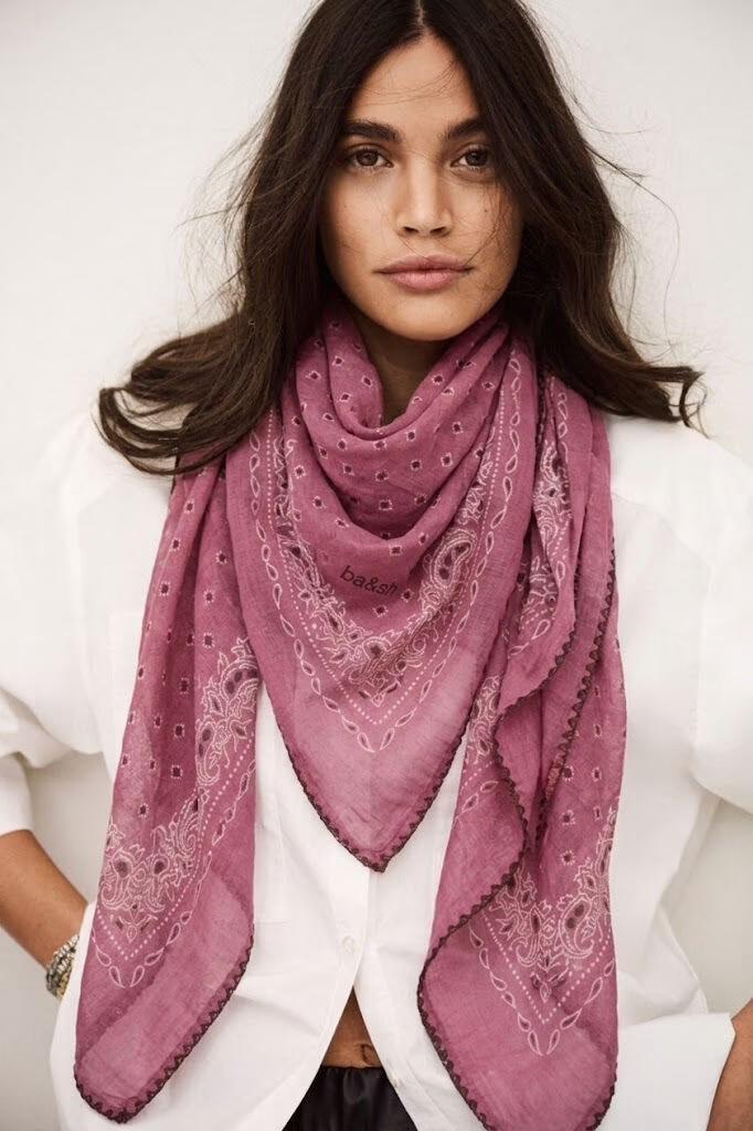 Patterned Bandana Scarf Fary Pink