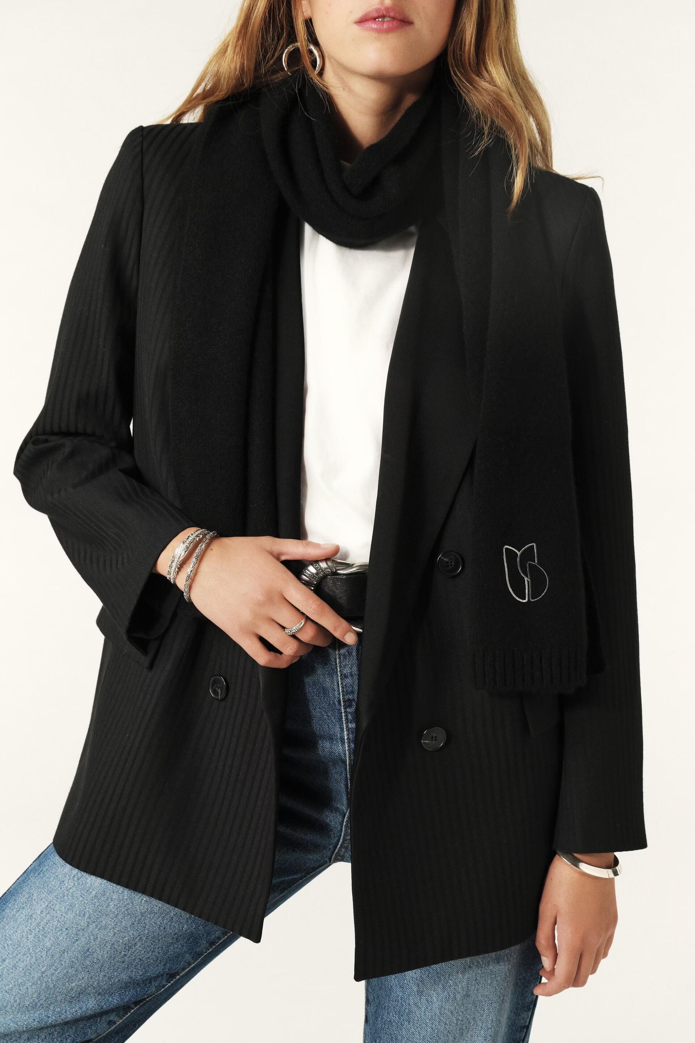 Long Knitted Scarf Comie Black